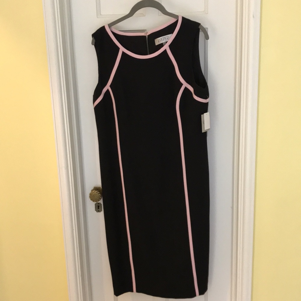 NWT Kasper sheath dress with pink piping